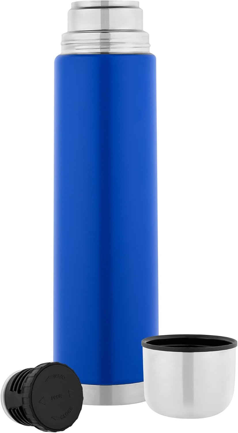 GRÄWE Thermosflasche,1 Liter Edelstahl Trinkflasche, Thermoskanne, Isolierflasche für unterwegs mit