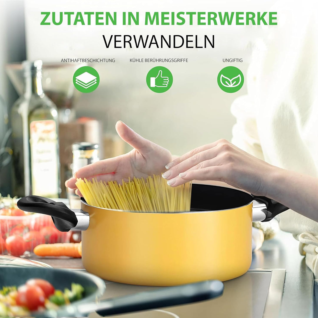 NutriChef Töpfe und Pfannen Set, Kochgeschirr Set 15-Teilig, Antihaft Cookware Set Inkl. Topfset, Pf
