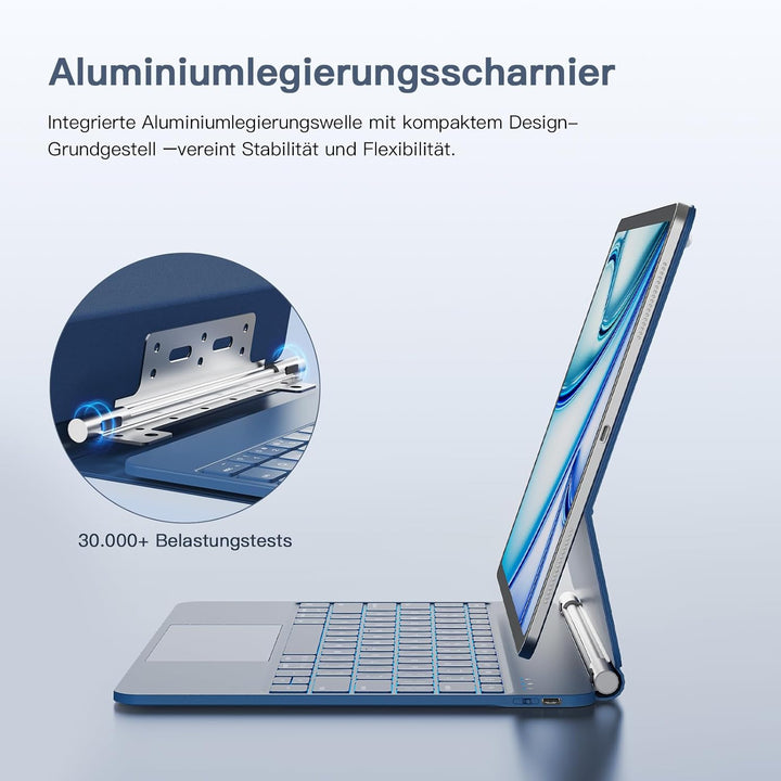 RAYMCRAFT für iPad Air 13 Zoll Hülle mit Tastatur (M4/M3/M2) & iPad Pro 12,9" (6./5./4./3.) Magic Ke