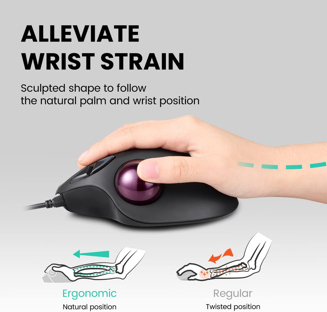 Perixx PERIMICE-517 Ergonomische Maus mit Trackball - 400/1000 DPI - Kabelgebunden, Kabelgebunden