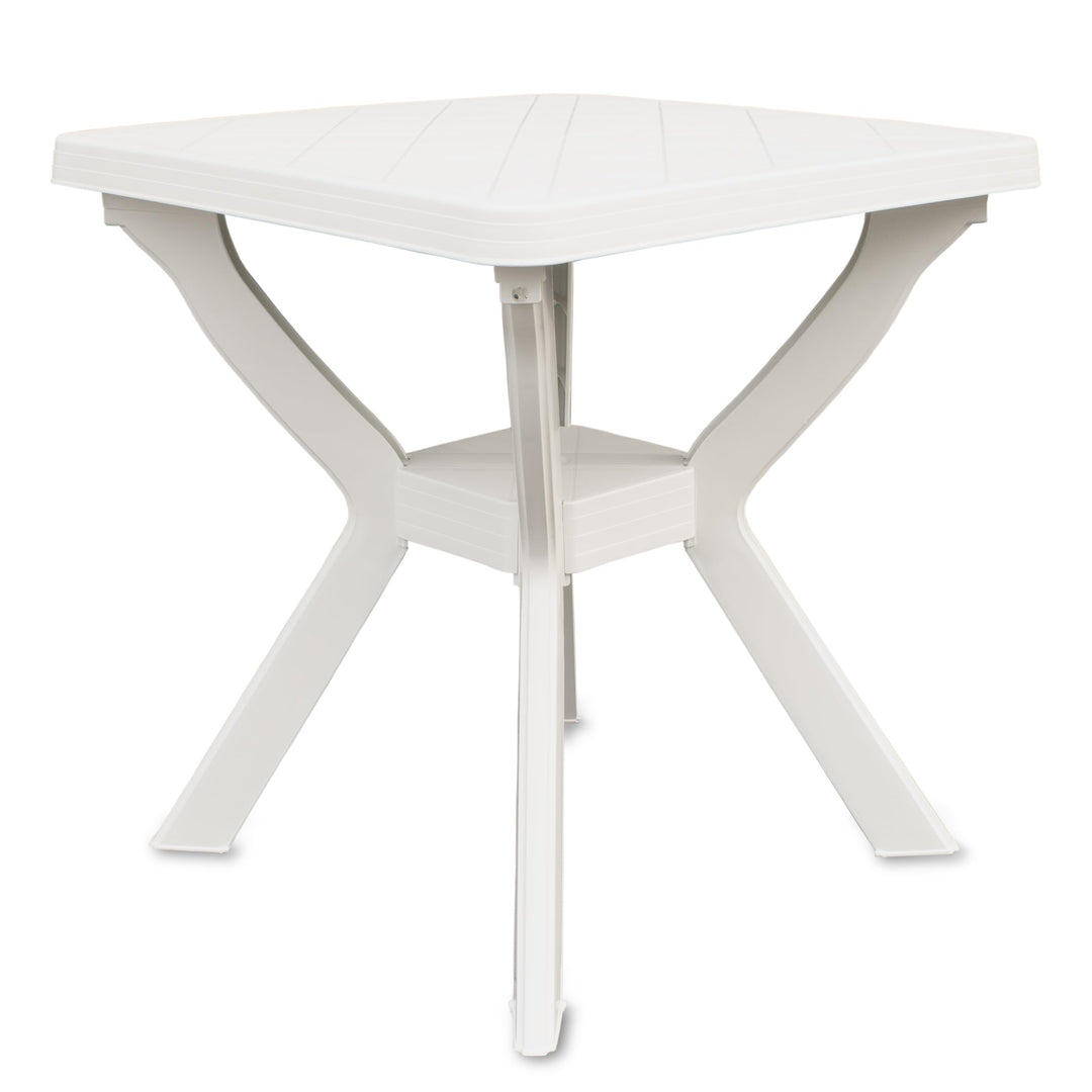 Spetebo Kunststoff Gartentisch quadratisch 70 cm - weiss - Campingtisch im klassischen Design - Balk