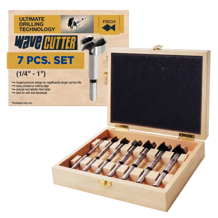 Fisch FSA-197058 Forstnerbohrer 1/4-1 Zoll Durchmesser Wellenschneider Forstnerbohrer in Holzbox, 7-