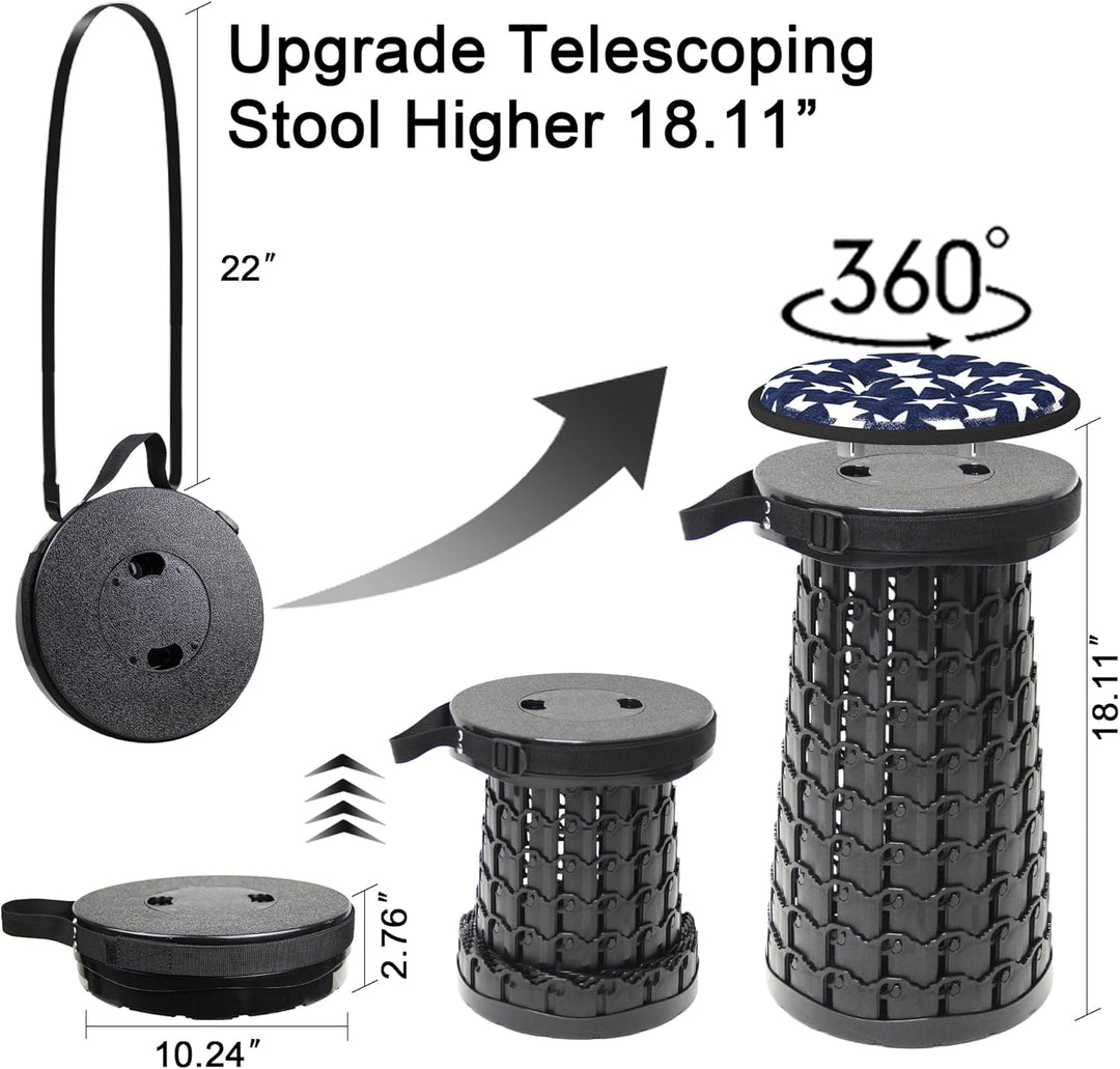 ALEVMOOM Tragbarer Klapphocker,Camping Hocker Teleskophocker,Klappbarer Hocker,Mini Leichte Campingh