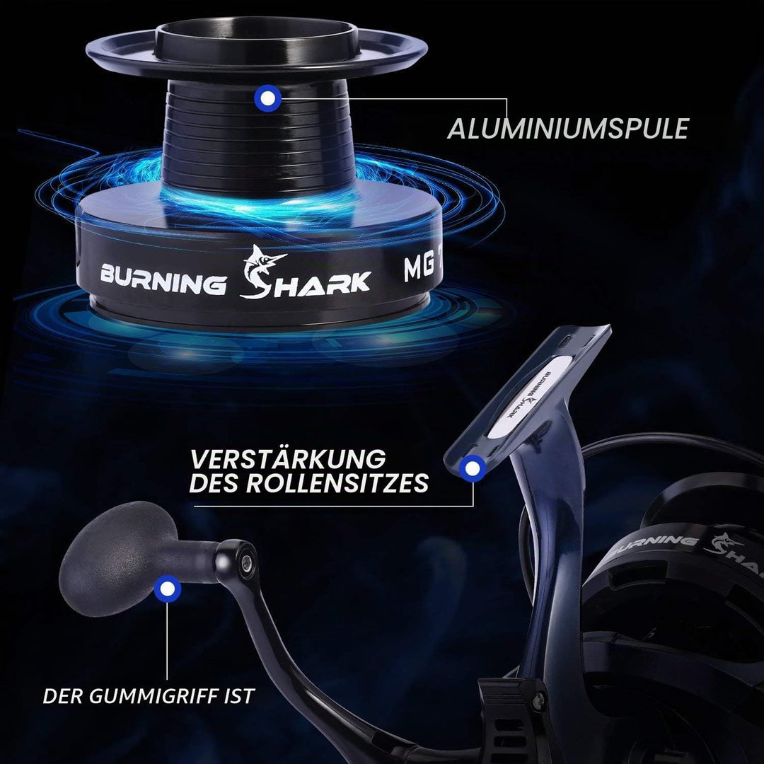 Sougayilang Angelrolle, 13 + 1 Edelstahl BB, Kohlefaser, Spinnfangrolle für Wels, Zander, gestreifte