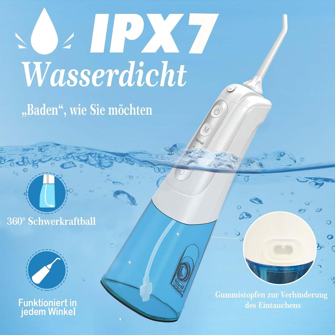 SURFOU Munddusche Kabellos Weihnachten Geschenke Mundduschen 300ML 4 Modi 6 Düsen, Mundduschen Reise