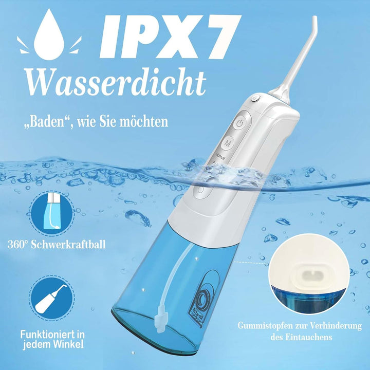 SURFOU Munddusche Kabellos Weihnachten Geschenke Mundduschen 300ML 4 Modi 6 Düsen, Mundduschen Reise