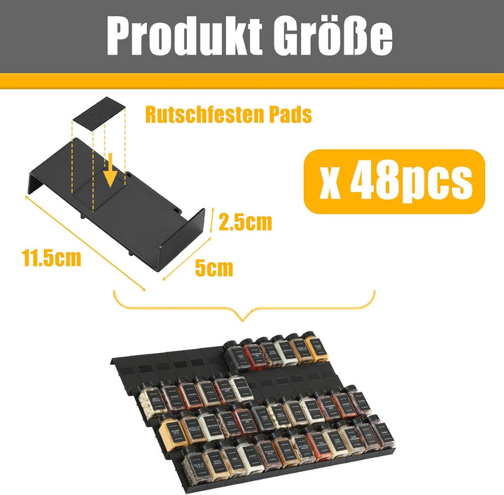 Famhap Gewürz Organizer Schublade, 48 Stück Patchworkable Gewürzregal Schublade, Küchen Organizer sc