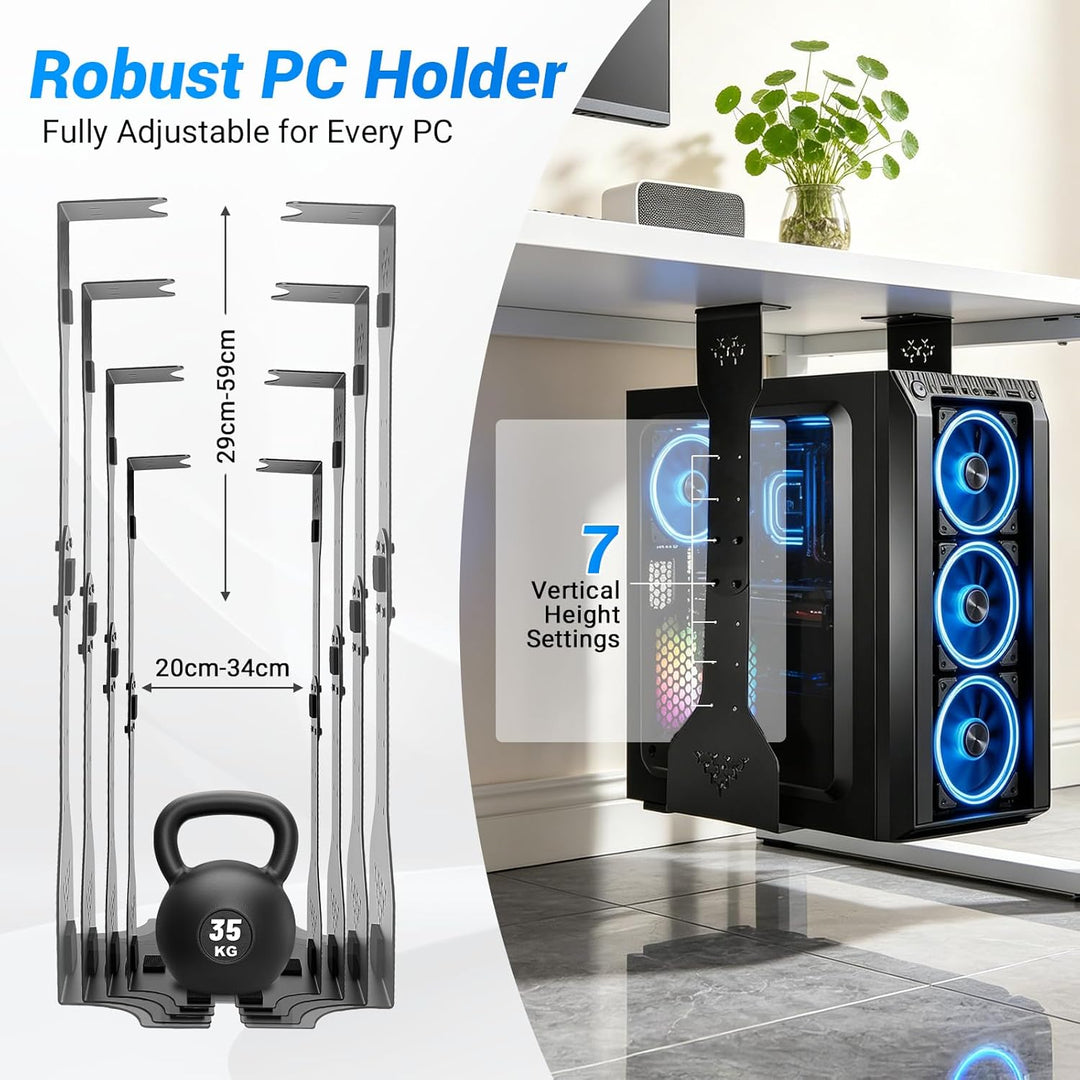 PC Halterung unter Schreibtisch, Schwerlast Computer Halterung mit Schutzpolster, Maximale Breite bi