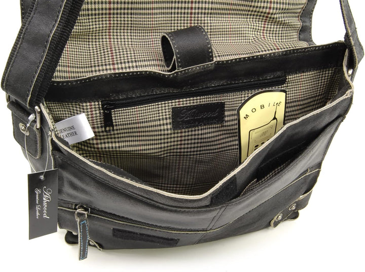 Ashwood -Leder - Umhängetasche/Schultertaschen/Arbeitstasche CAMDEN Schwarz, Schwarz