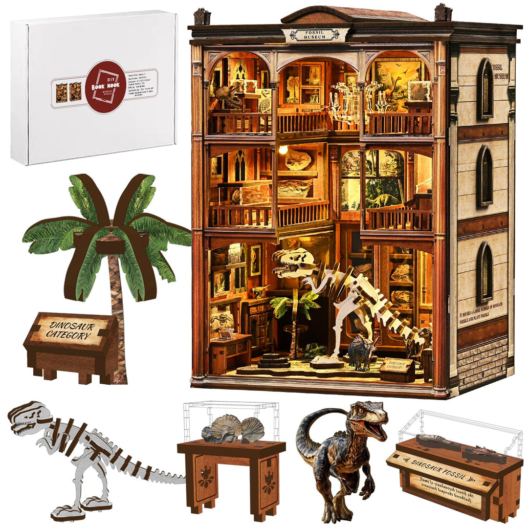 Shrike Book Nook Kit - DIY Miniaturhaus, 3D-Puzzle Buchstütze mit LED-Beleuchtung | Bücherregal & Ha