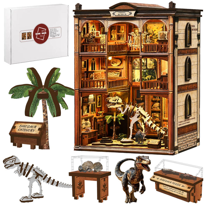 Shrike Book Nook Kit - DIY Miniaturhaus, 3D-Puzzle Buchstütze mit LED-Beleuchtung | Bücherregal & Ha