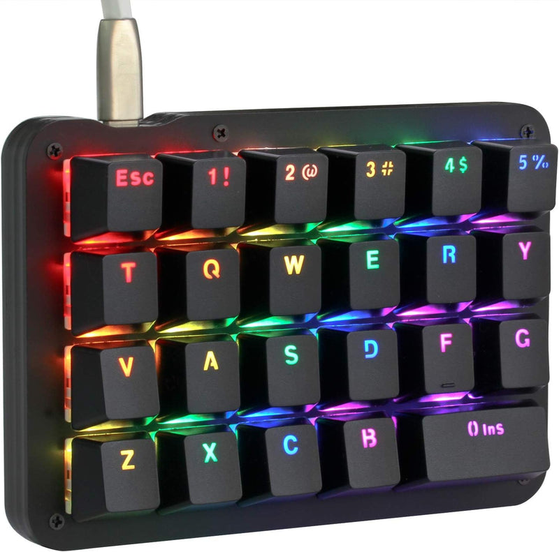 Koolertron Einhand Mini Tastatur, Mechanische Gaming Tastatur mit 23 Voll Programmierbaren Tasten, G