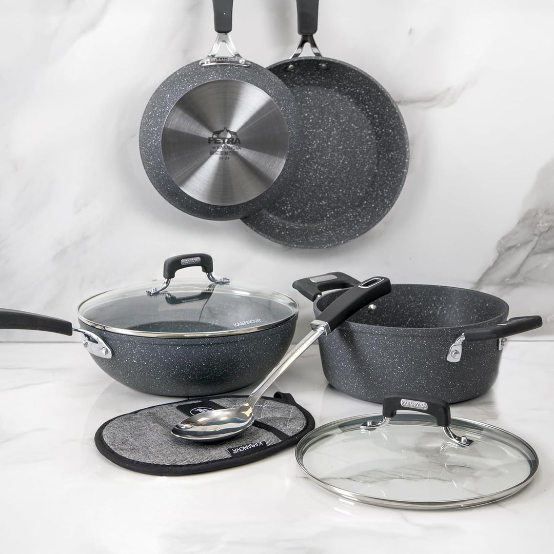 KASANOVA New Petra Dark Topf-Set – Töpfe und Pfannen für Induktion und Backofen bis 180°C, Antihaft-