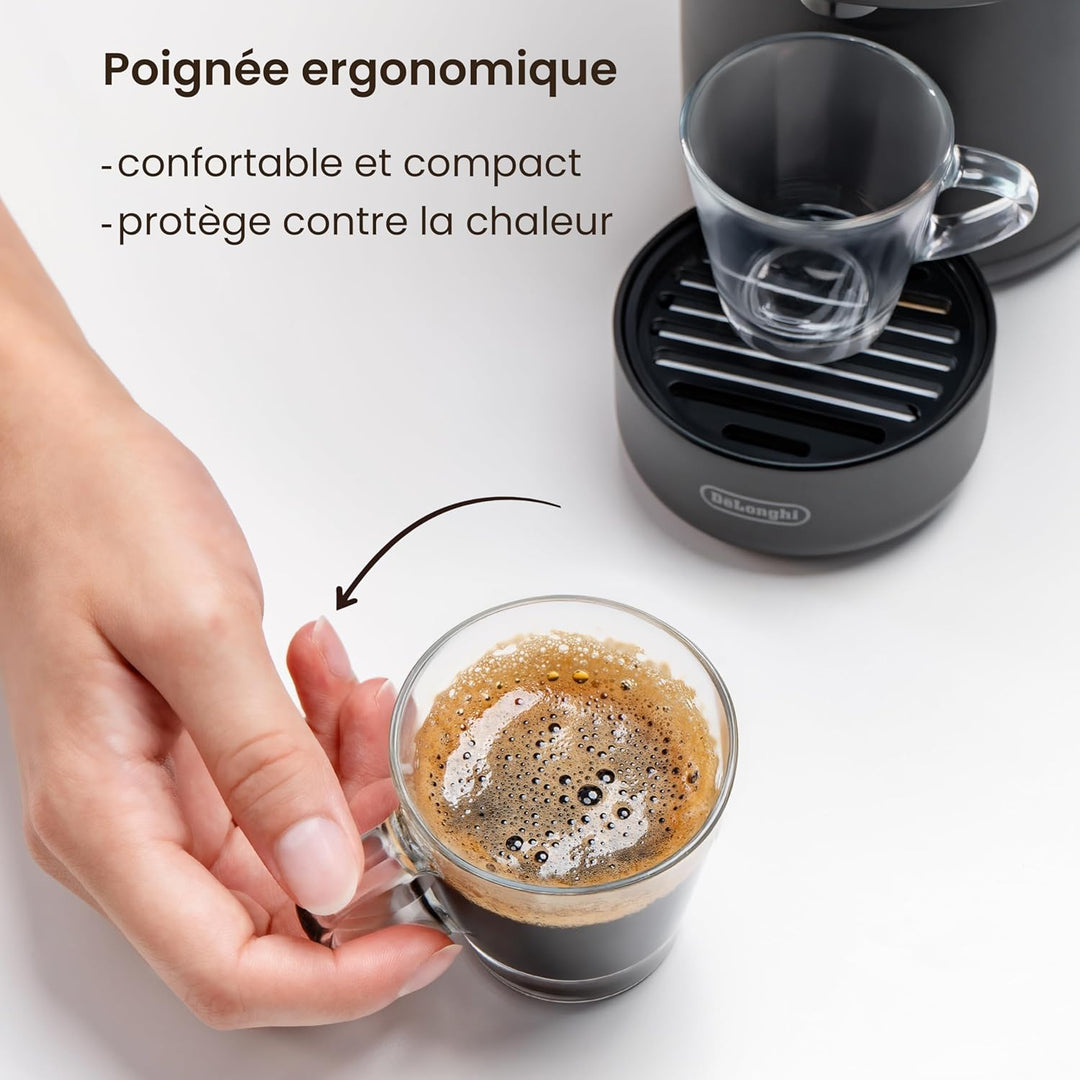 KONZEPT Espressotassen Set 80 ml, 12er Espressogläser, Espresso Tassen aus Glas mit Henkel, 12