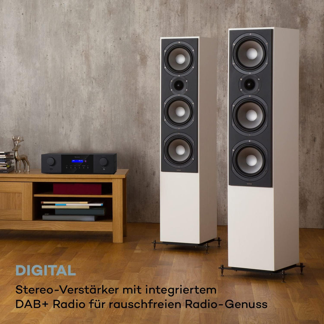 Auna AMP-4000 DAB HiFi-Stereo-Verstärker, DAB+-Radio, USB Fernbedienung, Amplifier mit LED-Display,