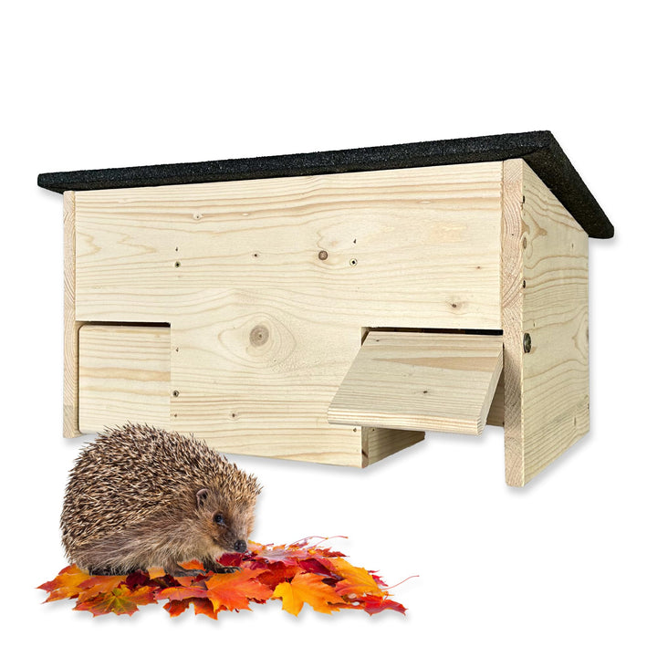 GARTENETAGE Igel-Futterhaus wetterfest mit Rattenklappen – Futterstation für Igel aus Holz mit Schut
