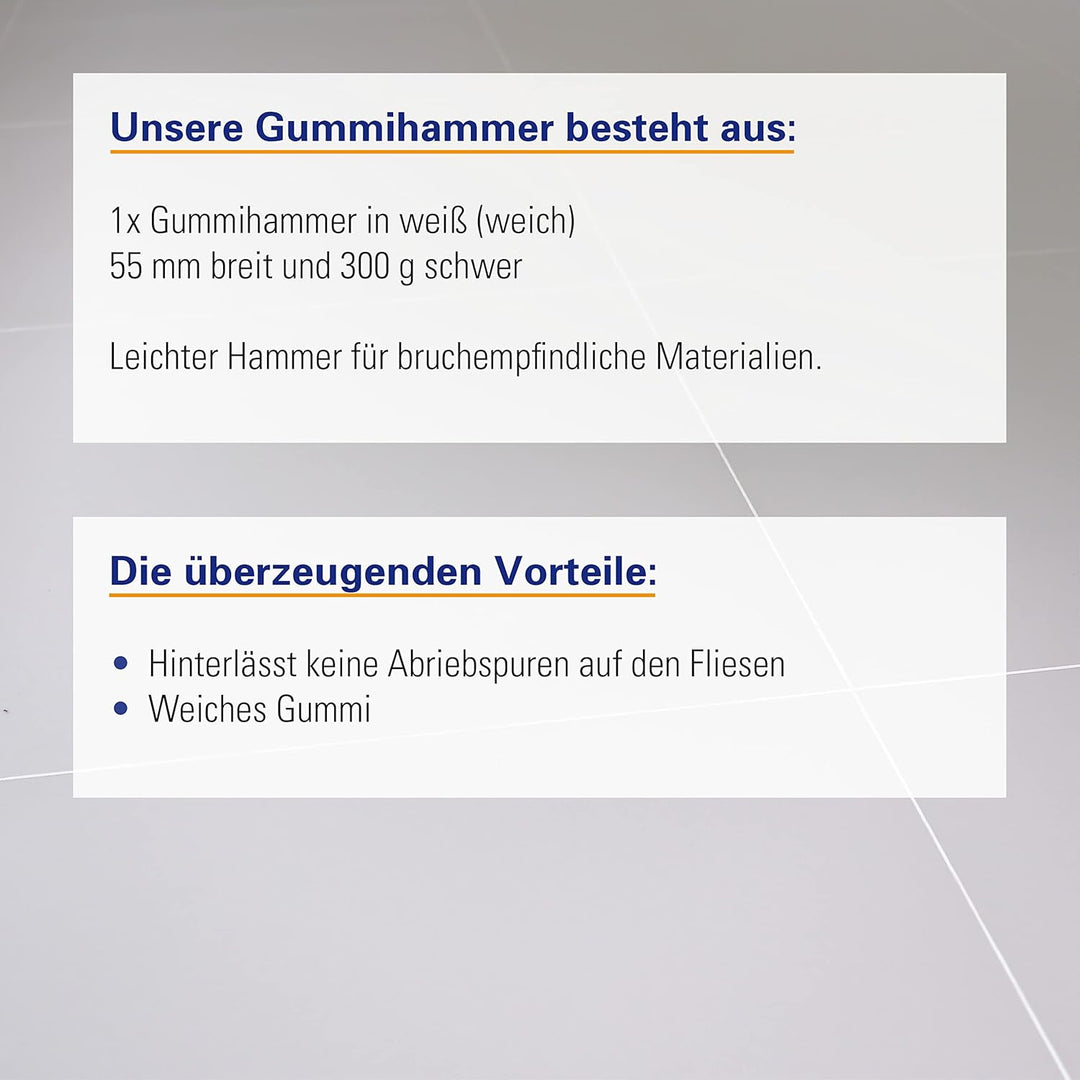 Karl Dahm Gummihammer Weiss 55mm 300g I Leichter Hammer für bruchempfindliche Materialien I Schmutzu