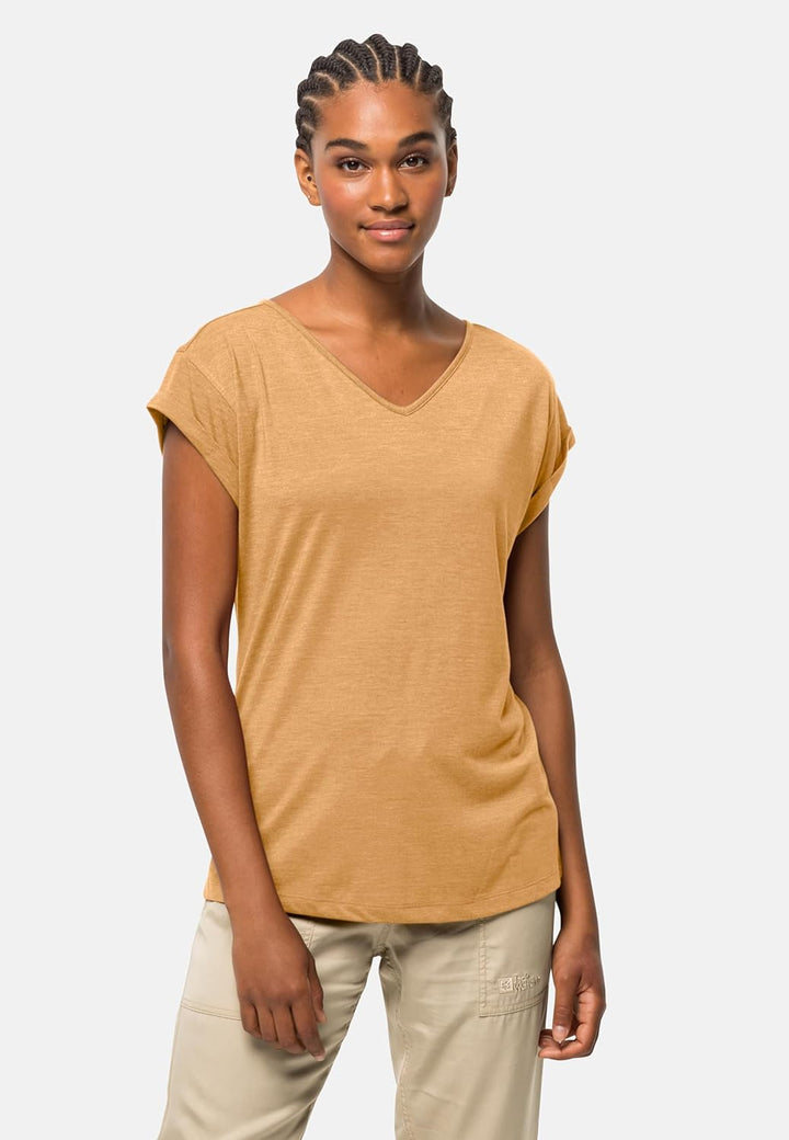 Jack Wolfskin Damen Coral Coast T W T-Shirt Shortsleeve S Honey Yellow, S Honey Yellow