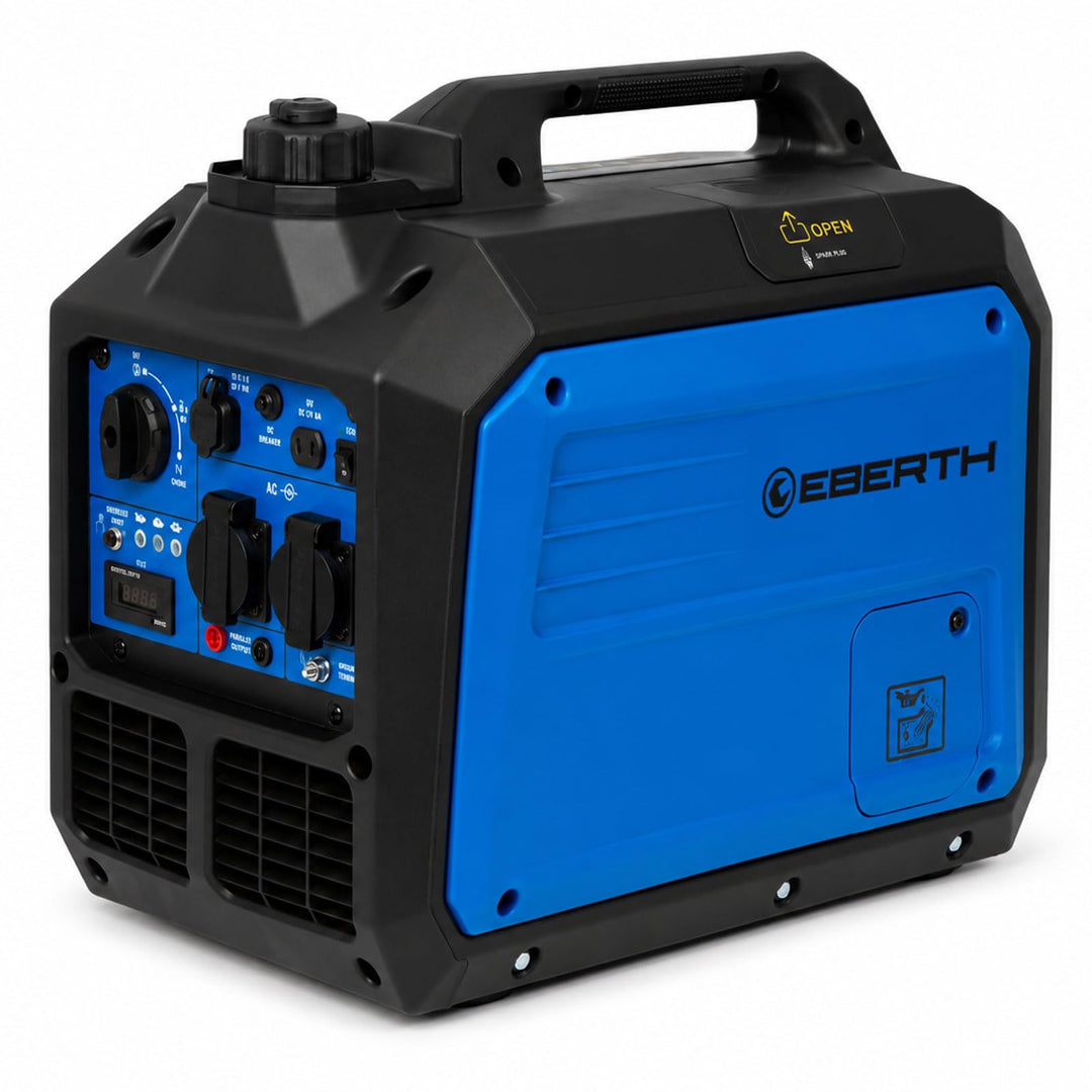 EBERTH 3500 Watt Inverter Stromerzeuger leise, Notstromaggregat Benzinmotor, 4-Takt, Stromgenerator