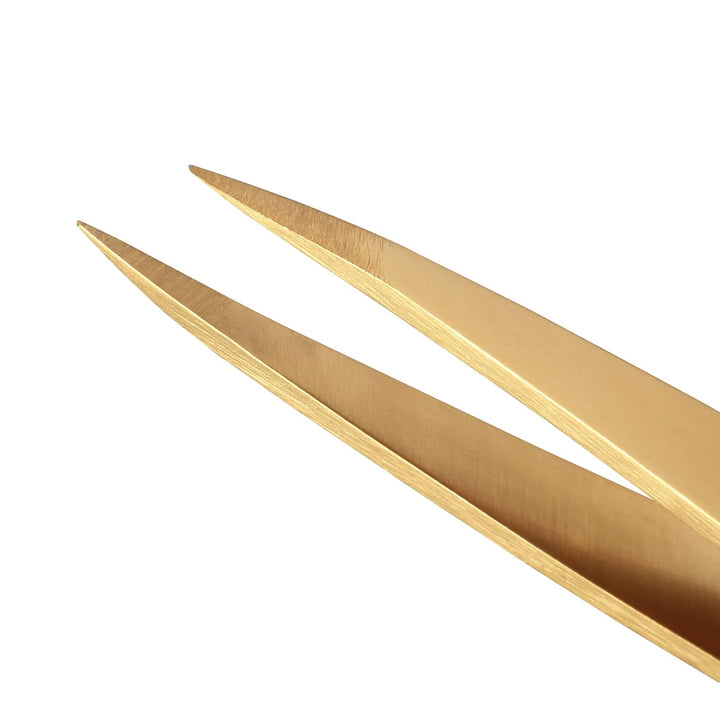 TWEEZERMAN Pinzette mit Präzisions-Spitze aus Rostfreiem Edelstahl, Gold, Gold