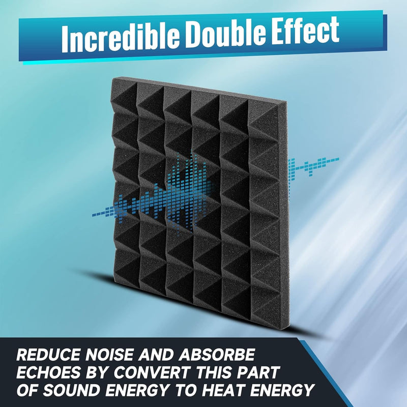 Akustikschaumstoff, 12 Stück Schaumstoff Pyramiden mit Doppelseitiger Aufkleber, 30 x 30 x 5 cm, Pod