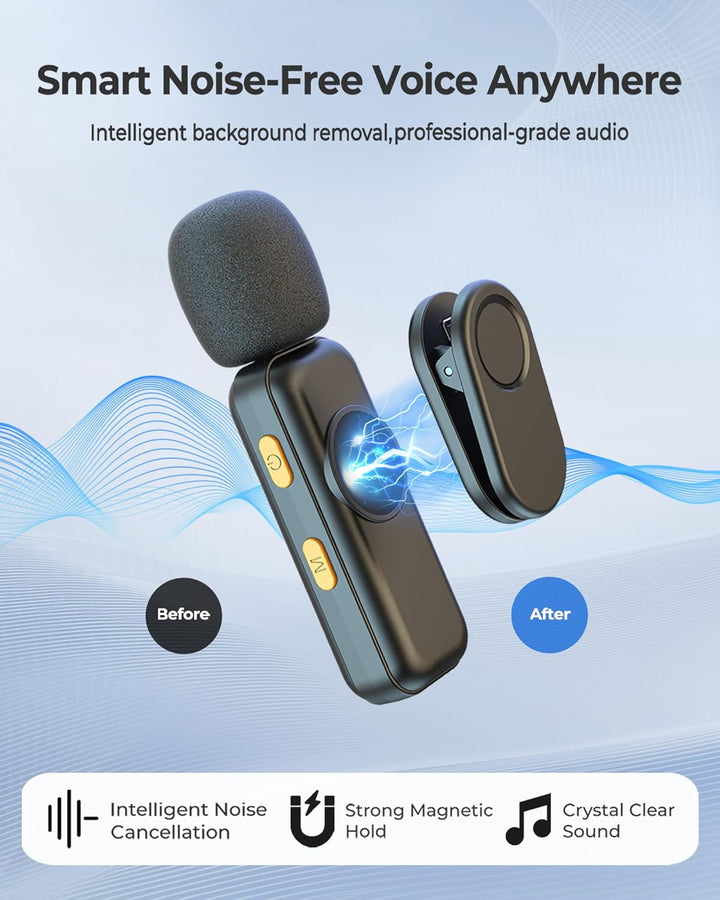 Mikrofon Handy – Ansteckmikrofon kompatibel mit iPhone/Android/PC, Magnetisches Microphone mit Geräu