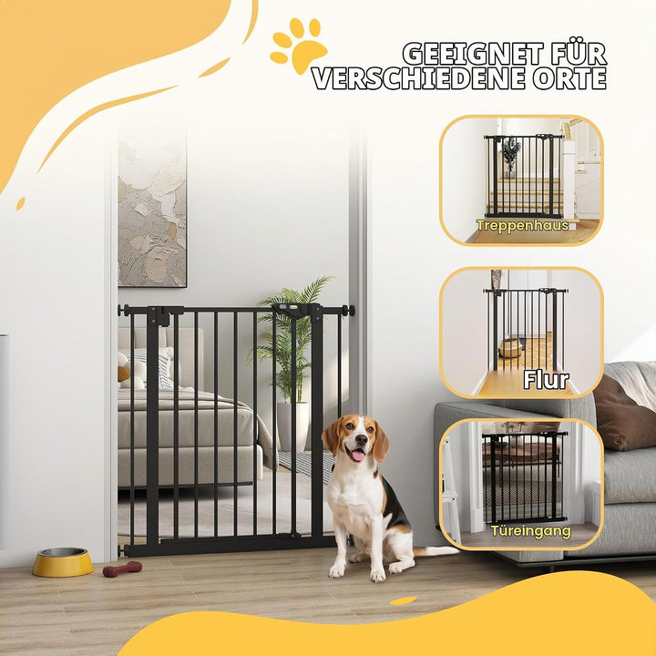 PawHut Türschutzgitter Hunde, Absperrgitter, 74-80 cm, Treppenschutzgitter für Haustier, Schutzgitte