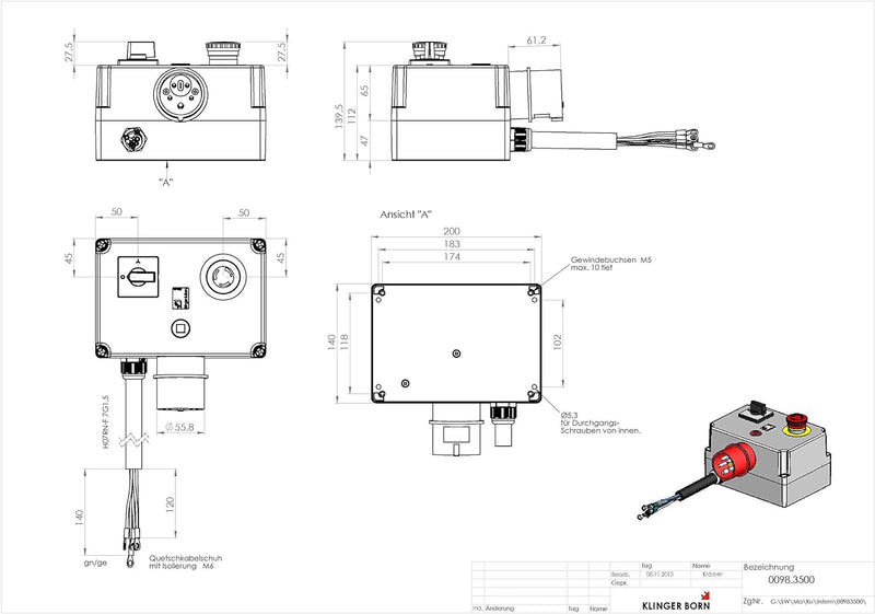 Stern-Dreieck-Starter, handbetätigt, bis 7,5kW mit Not-Halt