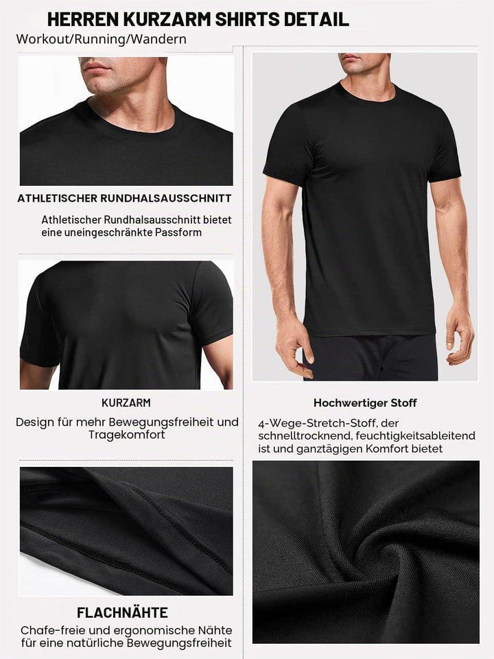 Boyzn 3er Pack Sport Tshirts Herren Kurzarm T-Shirts Funktionsshirt Laufshirt Schnelltrocknend Atmun