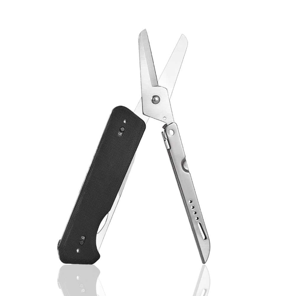 Roxon S501U Folding Pocket Scissors &Replaceable Changeable Knife Blade mit Belt Clip, 2 in 1 Multi-