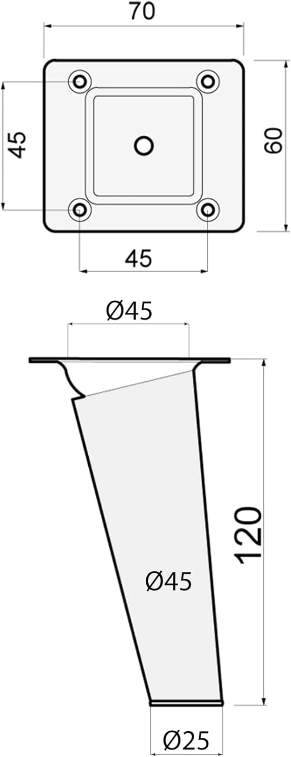 Sossai Möbelfüsse aus Naturholz Buche unbehandelt, Clif Round HMF2, 12 cm hoch, rund, schräge Ausfüh