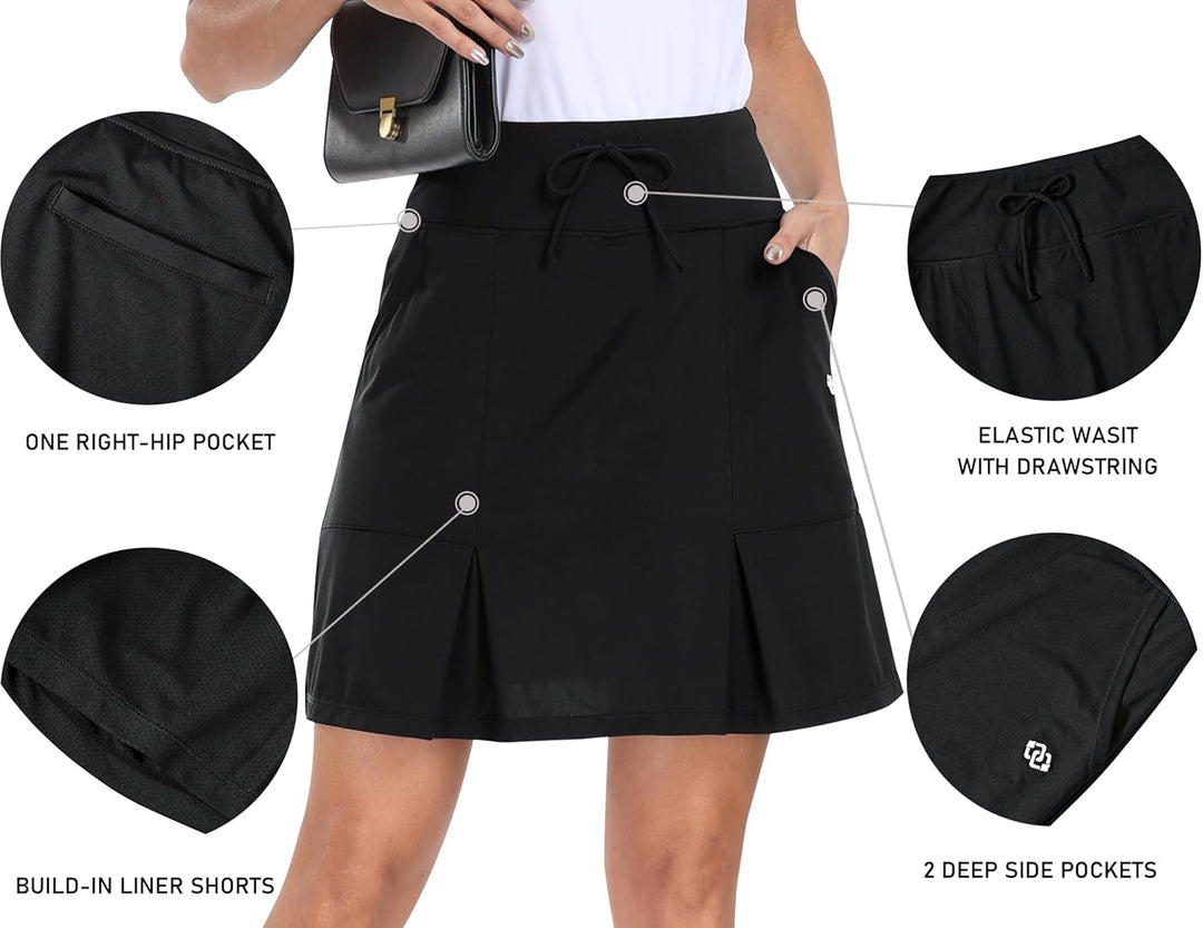 MoFiz Tennisrock Damen Hohe Taille Tennis Skort Damen mit Hose drunterStretch Golfrock Sportrock Out
