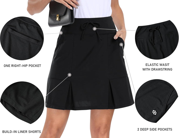 MoFiz Tennisrock Damen Hohe Taille Tennis Skort Damen mit Hose drunterStretch Golfrock Sportrock Out