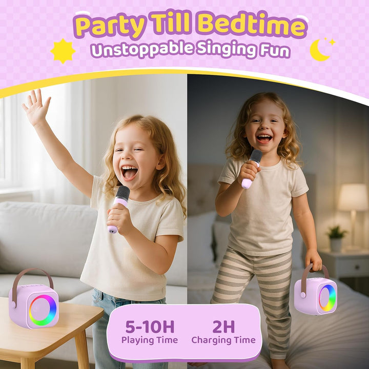 Karaoke Maschine mit 2 Karaoke Mikrofon, Tragbaren Bluetooth Lautsprecher für Erwachsene/Kinder, Ges