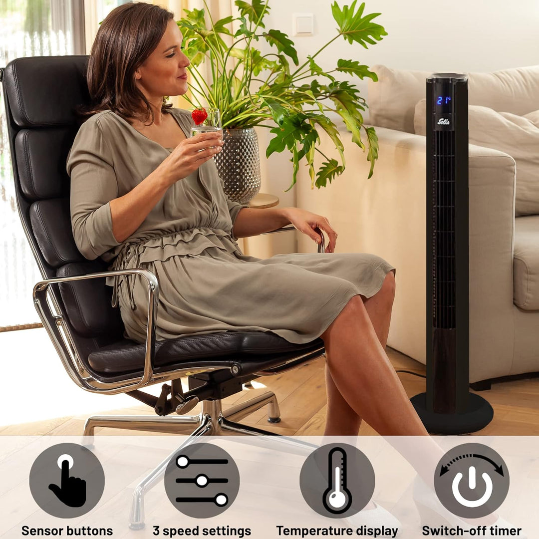 Solis Easy Breezy 757 Ventilator Leise - Turmventilator - Ventilator mit Fernbedienung und Temperatu