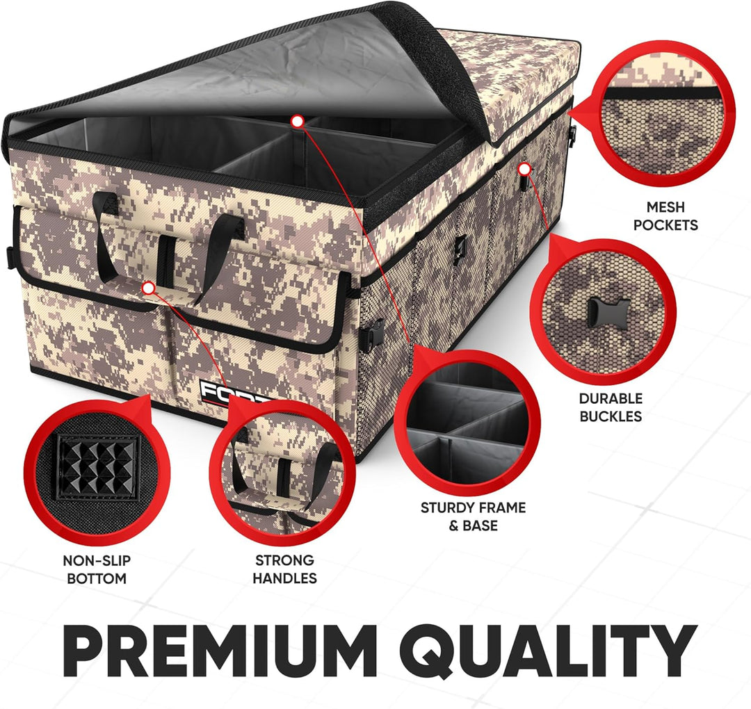 FORTEM Kofferraum Organizer, Kofferraumtasche, Zusammenklappbarer Auto Organizer Kofferraum mit Fäch