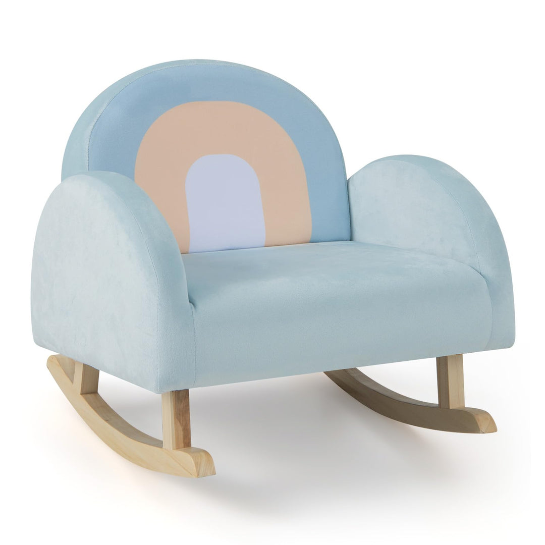 DREAMADE Kindersessel, Kindersofa aus Veloursstoff mit Rückenlehne, massiven Holzfüssen & Kippsicher