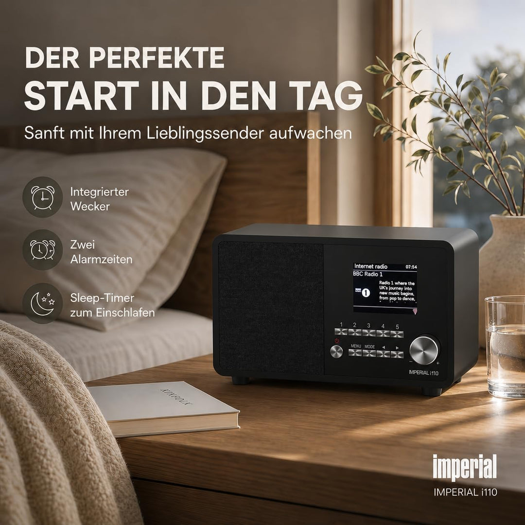 Imperial i110 Internetradio UPNP/DLNA Mediaplayer schwarz Schwarz Single, Schwarz Single