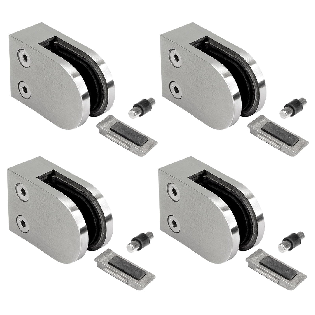 PRIOstahl Glashalter 4 Stück Glasklemmen Klemmhalter Glashalter mit Sicherungsplatte + Sicherungssti