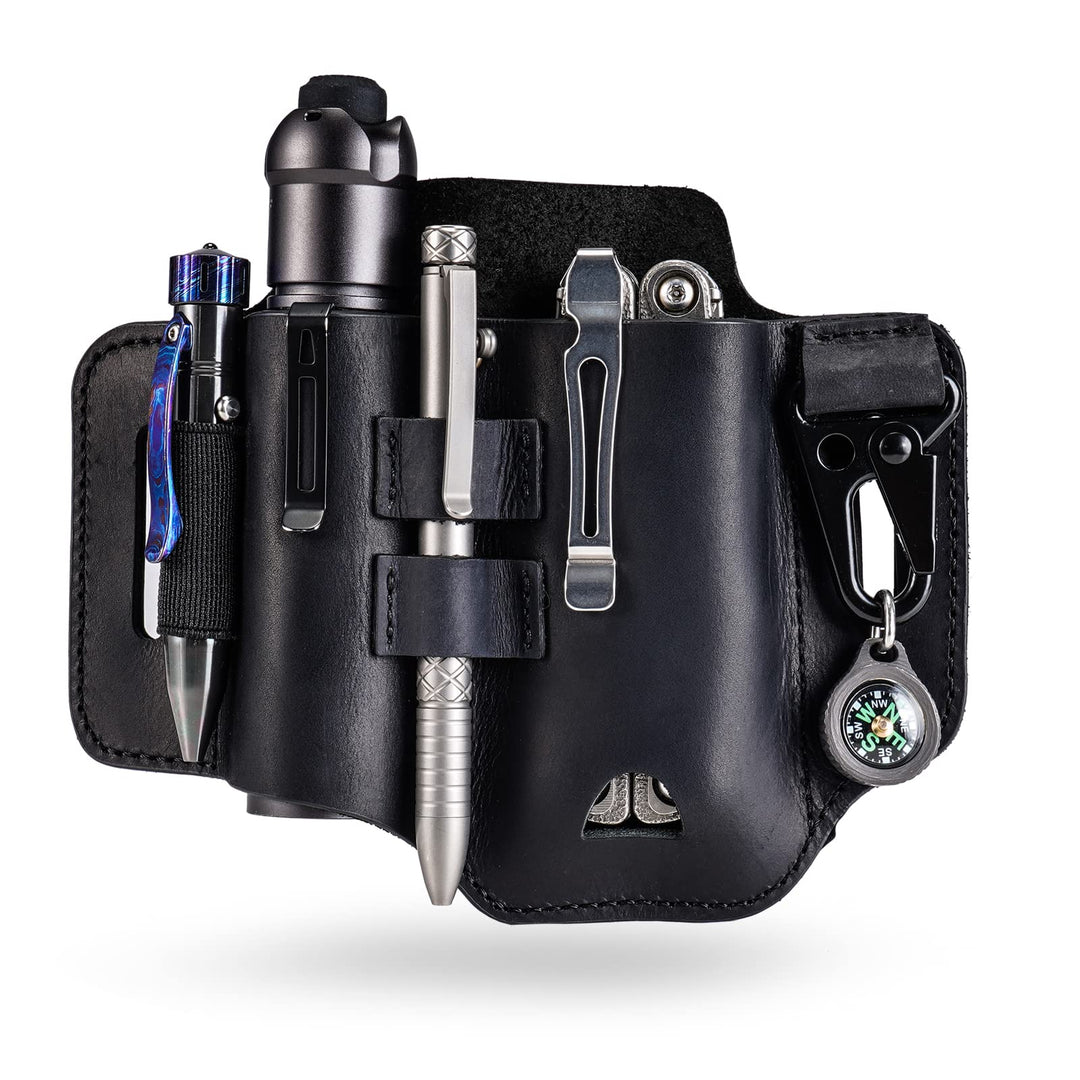 VIPERADE PJ35 EDC Lederscheide Multitool Scheide mit 3 Taschen, Werkzeuge Holster Messer Gürtelschei