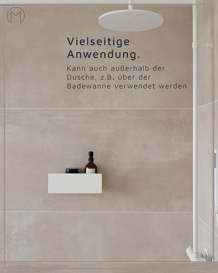 Metallbude Duschablage SHEA Schwarz - Duschregal ohne Bohren - Pulverbeschichtetes Metall - Kratz-,