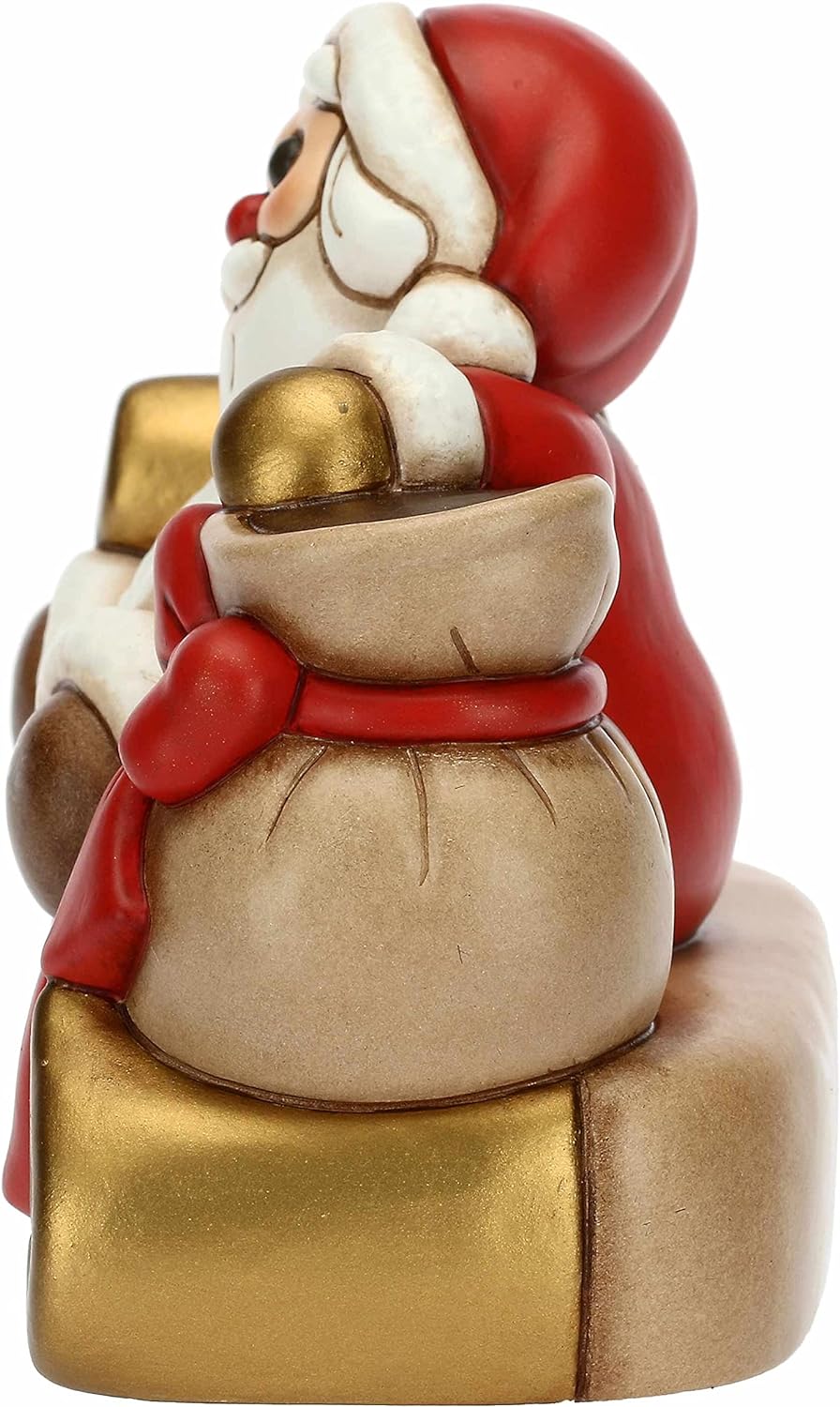 THUN - Weihnachten 2022 - Weihnachtsmann auf Xmas Schriftzug aus handverzierter Keramik - Weihnachts