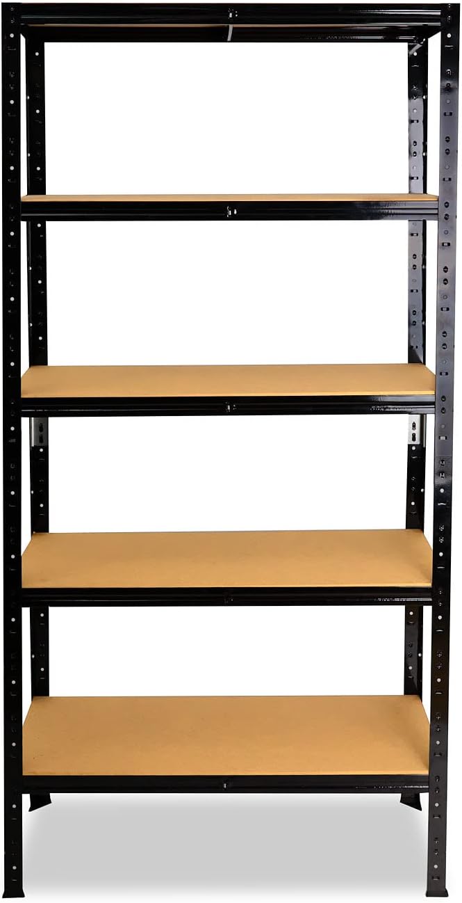 shelfplaza® 180x23x30cm Black Schwerlastregal schwarz/Metallregal schwarz 5 Böden à 175kg Tragkraft/