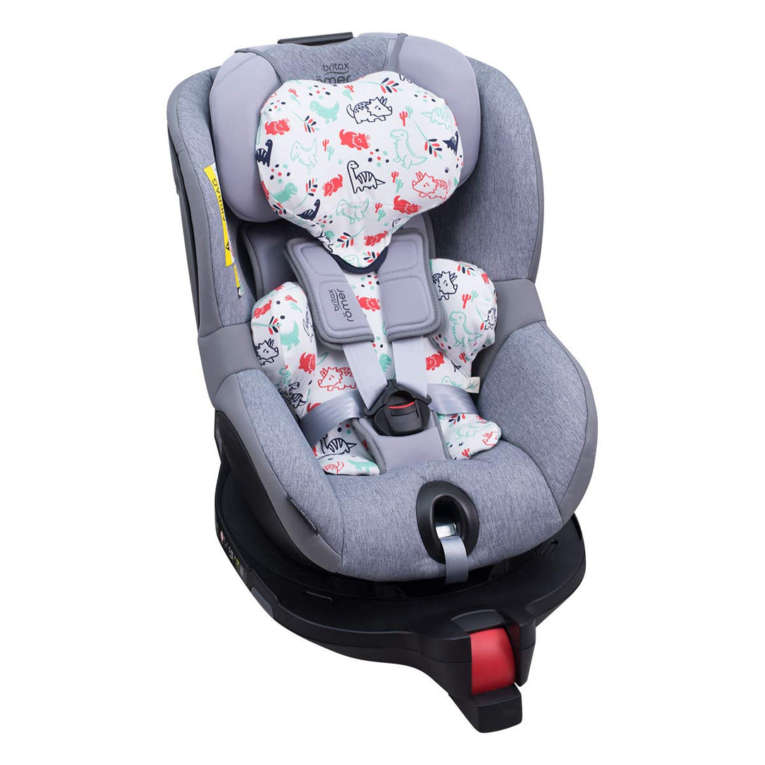 JYOKO KIDS Bezug für Auto-Sitzverkleinerer kompatibel mit Romer Dualfix I-Size, Aus Baumwolle (Dino