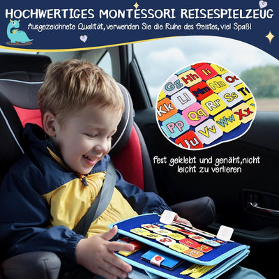 BuzzoXerex Busy Board Deutsch, 8 Seiten in 1 Busy Book, Filz Quiet Book Kleinkinder ab 1 Jahre mit S