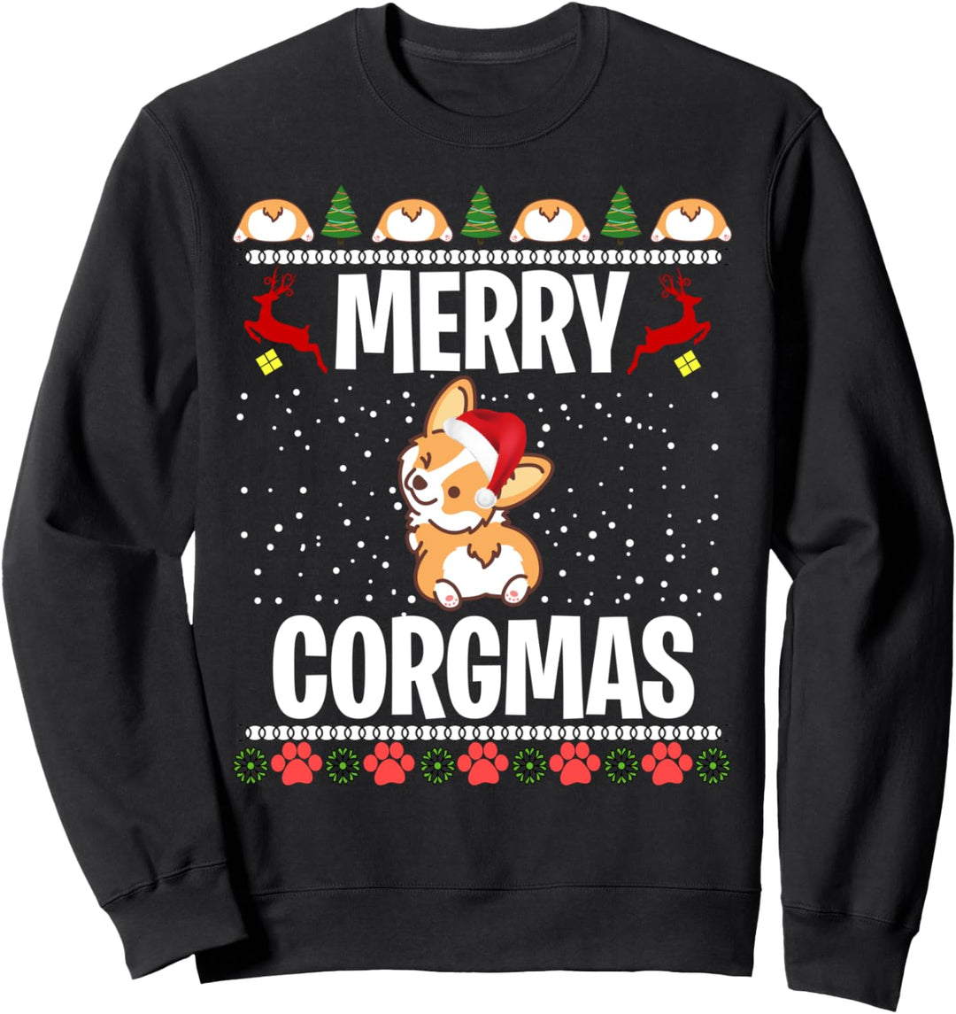Corgi Ugly Christmas Sweater Merry Corgmas Santa Corgi Sweatshirt