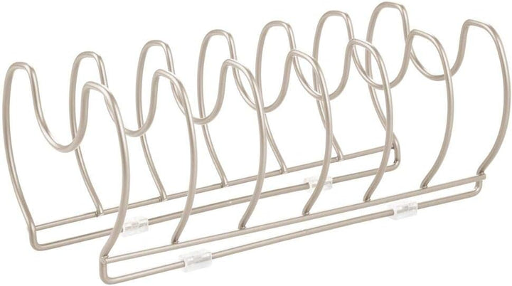 mDesign 2er-Set Geschirrablage für Kochtöpfe, Deckel und Pfannen – kompakter Topfdeckelhalter aus Me
