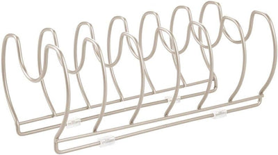 mDesign 2er-Set Geschirrablage für Kochtöpfe, Deckel und Pfannen – kompakter Topfdeckelhalter aus Me