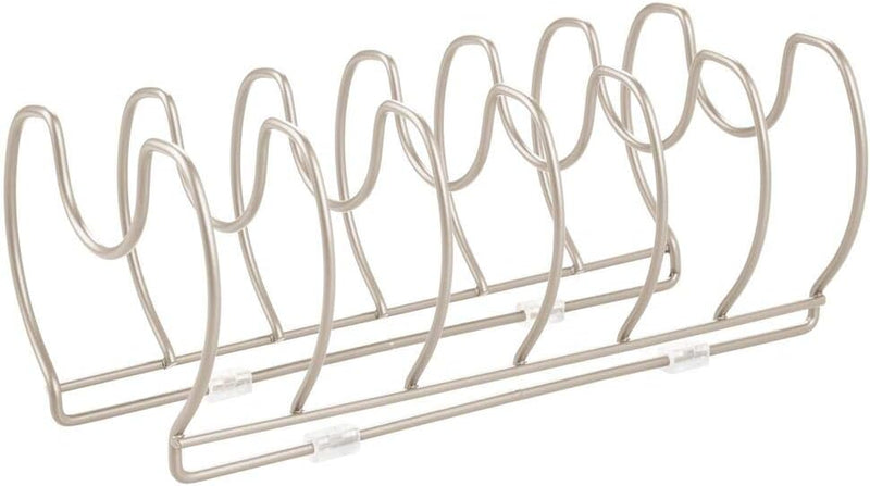 mDesign 2er-Set Geschirrablage für Kochtöpfe, Deckel und Pfannen – kompakter Topfdeckelhalter aus Me