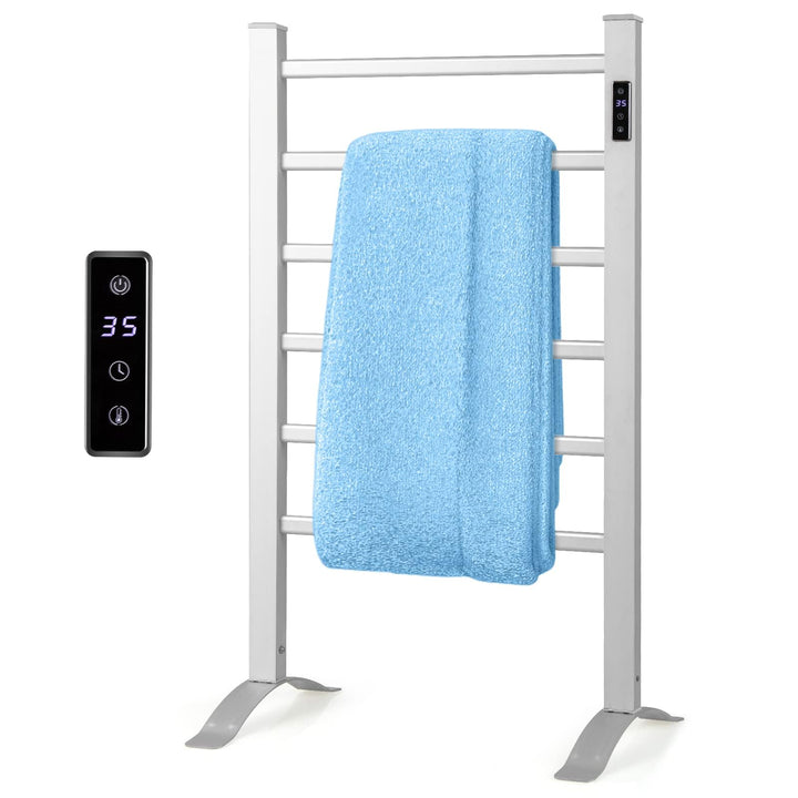COSTWAY Handtuchwärmer 100W, Handtuchhalter Aluminium Heizkörper 10min bis 60℃, 8H Timer & Überhitzu